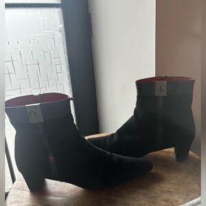 Coach Hillary Ankle Boots‎ Black Leather Block Heel Size 8.5 -Italy- Authentic